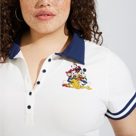 ❤️NWT VINTAGE TORRIID - MICKEY MINNIE MOUSE POLO JERSEY SHIRT - FOXY AMERICANA - Picture 1 of 15
